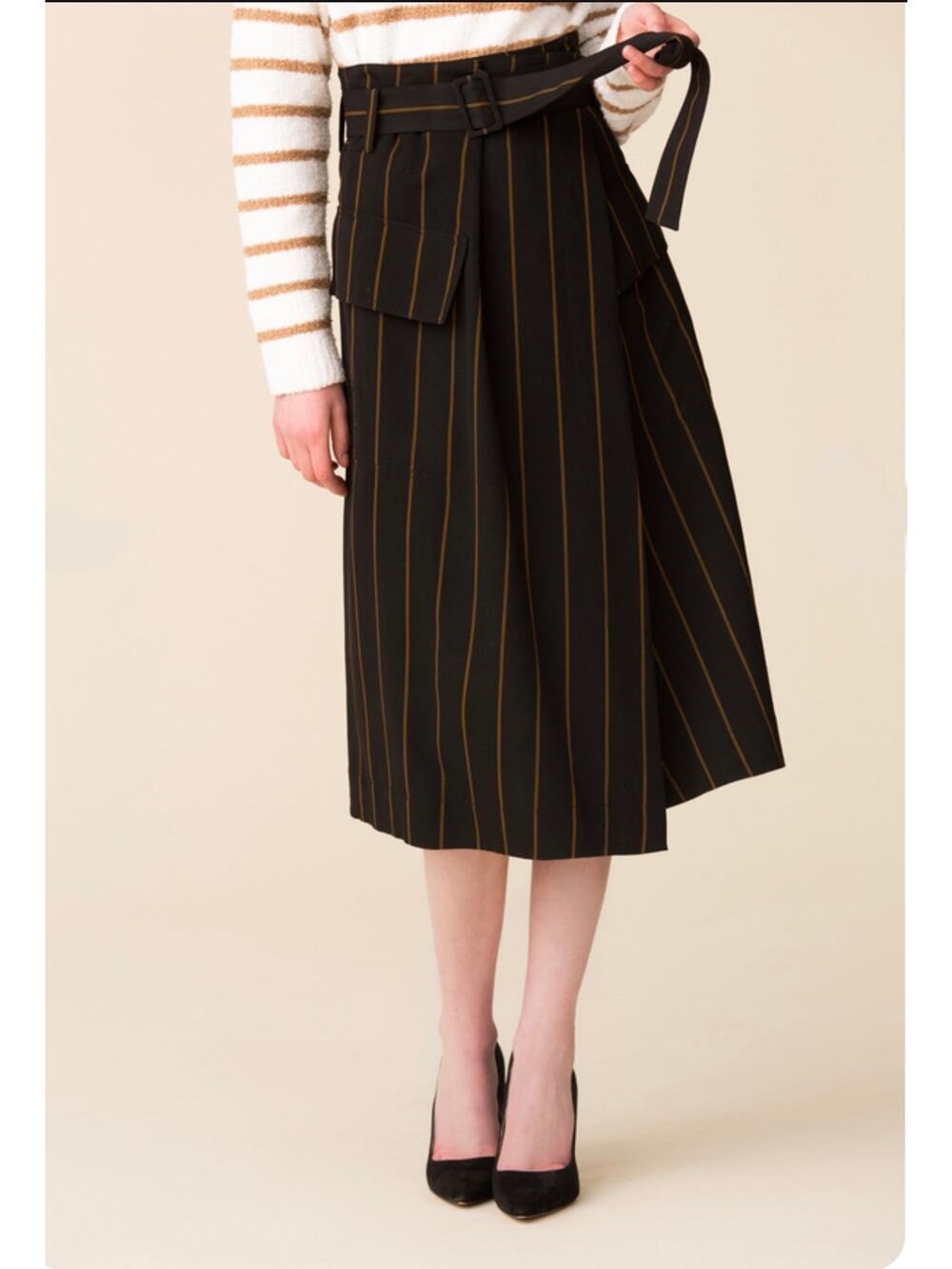Vince Striped Belted Wrap Skirt Sz 8
